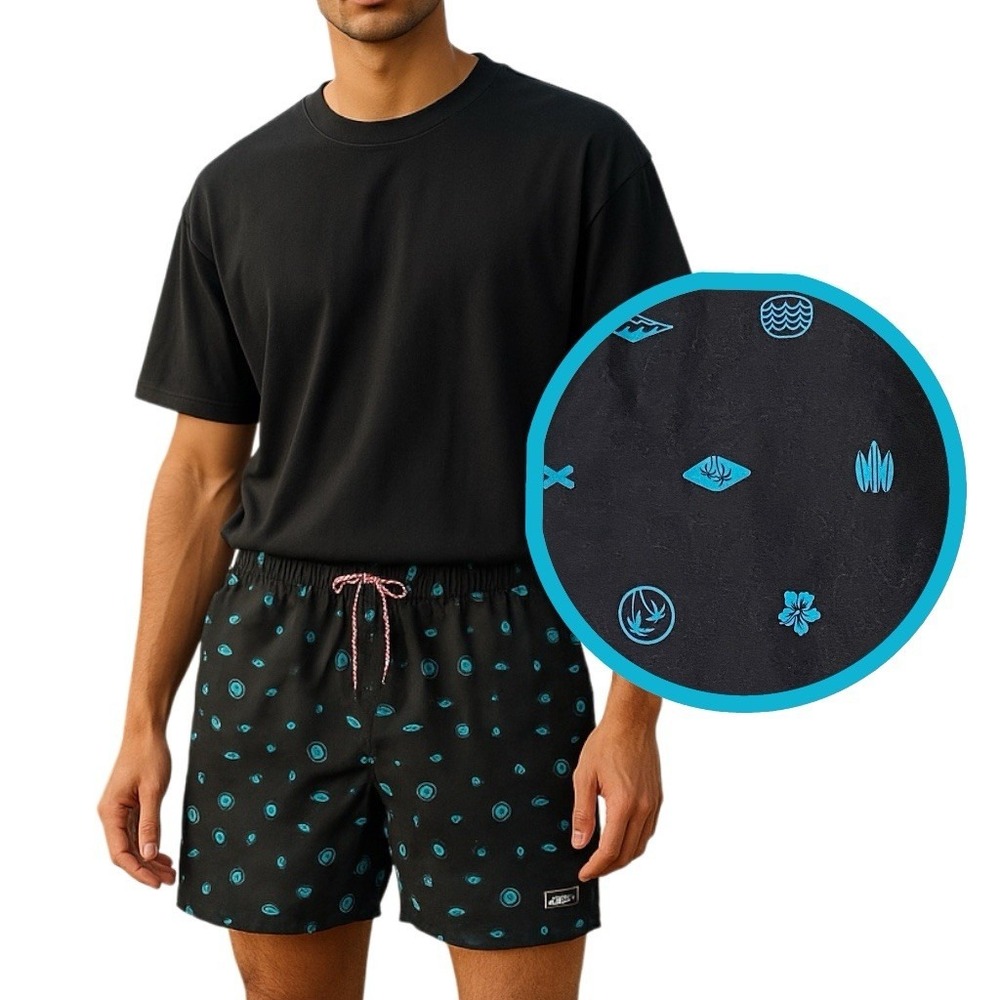 Speedo Printed Leisure Watershorts L Black Aqua‎ Splash Swim Shorts Beach Summer